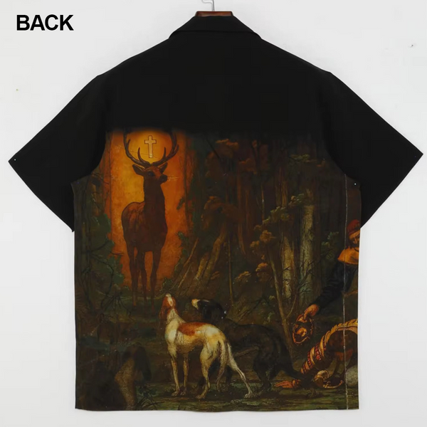 ART PRINT BUTTON DOWN SHIRT - THE VISION OF ST HUBERT
