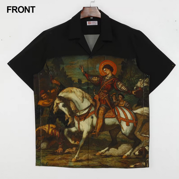 ART PRINT BUTTON DOWN SHIRT - THE VISION OF ST HUBERT