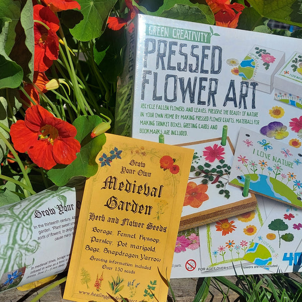 Pressed flower art kit with bonus "Grow your own Medieval Garden" pack