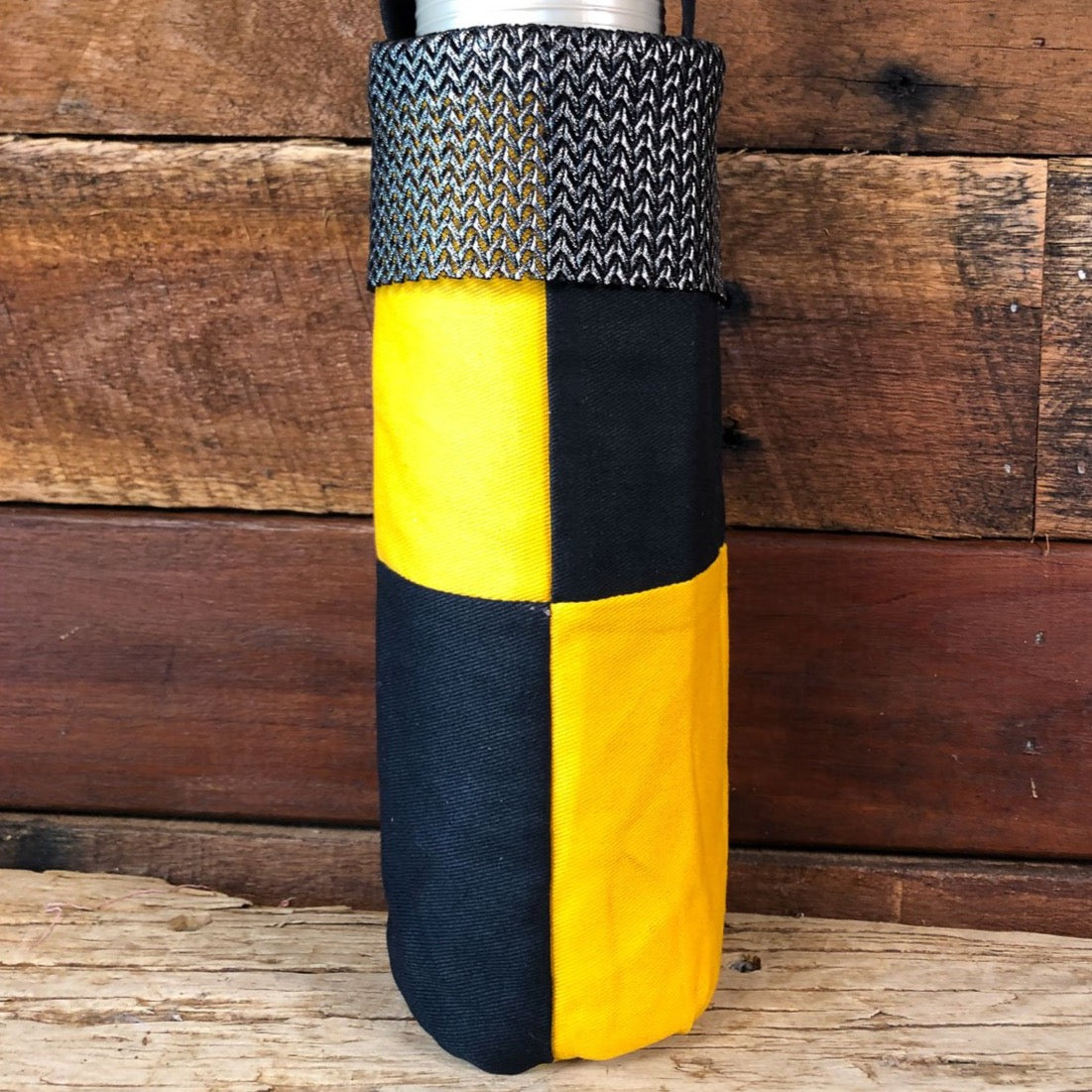 Water Bottle Tote - Black & Yellow