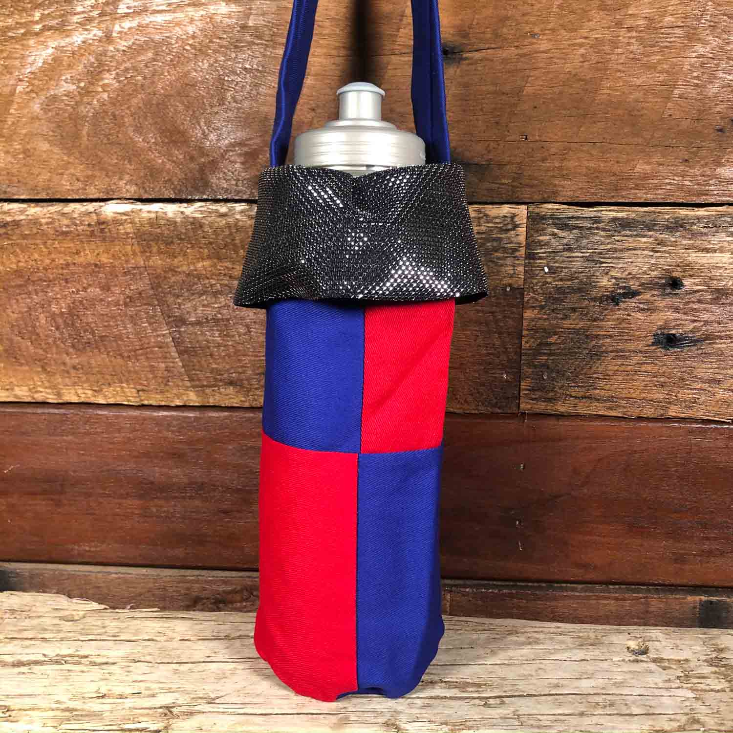 Water Bottle Tote - Blue & Red
