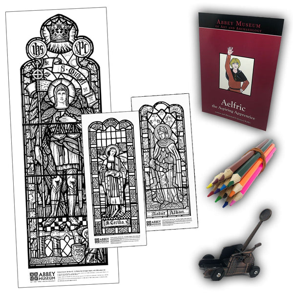 Stained Glass Set - Life-size Stained Glass Colour-in Kit and Soft Cover Glorious Glass book